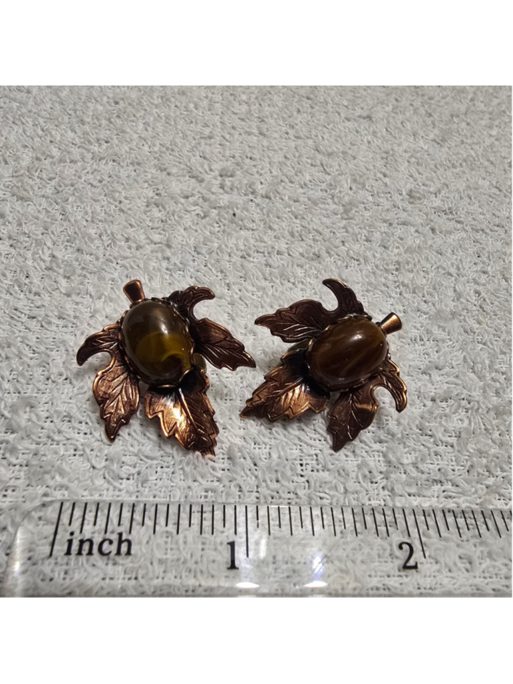 Women's Unbranded Leaf Clip-On Earrings, Copper and Brown, One Size